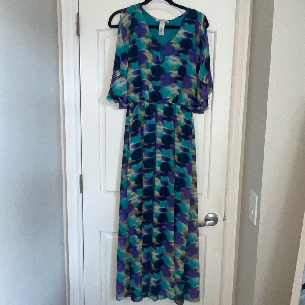 LAUNDRY BY DESIGN- Blue/Purple Patterned Dress